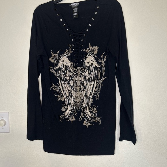 Los Angeles by Bus Stop Lace Wings Top XL Y2K vibes - Picture 1 of 8